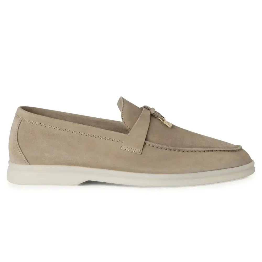 001-SHOES-LORO-PIANA-Gray-1 Loro Piana Summer Walk Suede Loafers - Grey / Taupe - Image 1