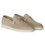 Loro Piana Summer Walk Suede Loafers - Grey / Taupe - Image 2