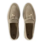 Loro Piana Summer Walk Suede Loafers - Grey / Taupe - Image 3