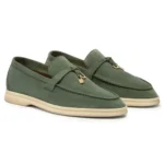 Loro Piana Summer Walk Suede Loafers - Sage Green - Image 2