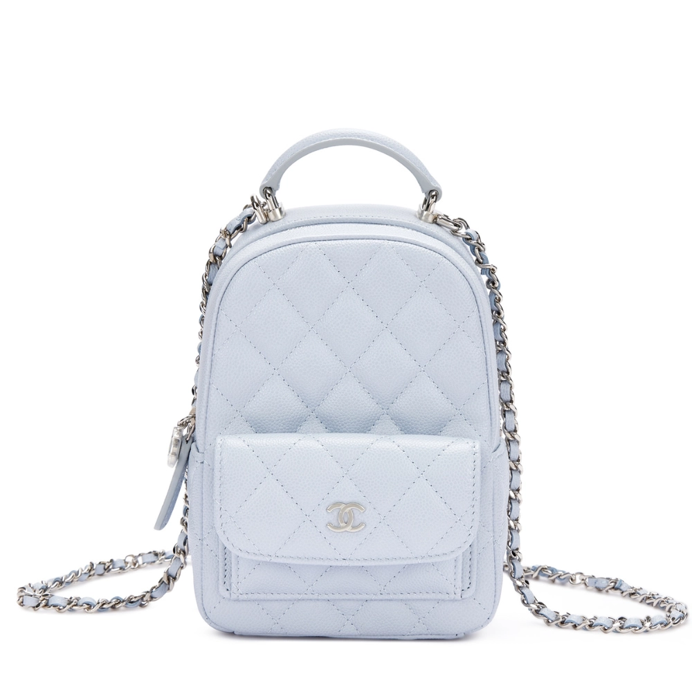 Chanel-Quilted-Urban-Spirit-Mini-Backpack-LIGH-BLUE-1 Chanel mini Caviar Backpack cc - Image 1