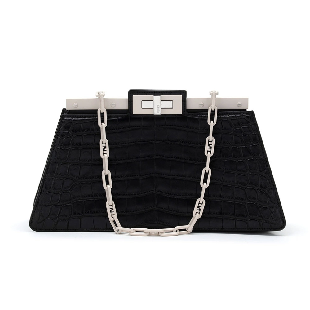 Fendi-Peekaboo-ISeeU-Croc-Embossed-Frame-Bag-BLACK-1 Fendi Peekaboo ISeeU / Croc-Embossed Frame - Image 1