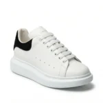 Alexander McQueen Oversized Low-Top Leather Sneaker - White / Black Suede Heel - Image 5