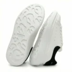 Alexander McQueen Oversized Low-Top Leather Sneaker - White / Black Suede Heel - Image 8