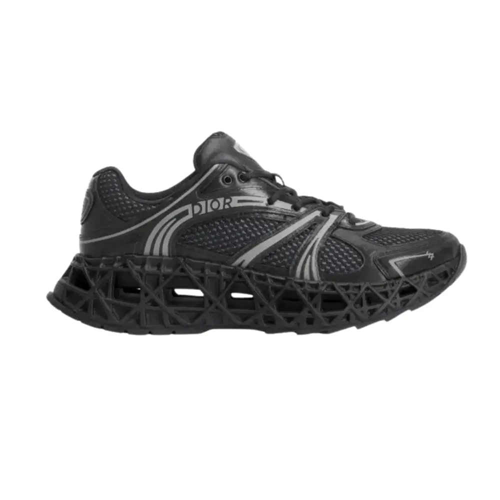 SMDR000900001-SHOES-DIOR-Black-1 Dior B30 / Mesh & Cage Tech Sneaker - Triple Black - Image 1