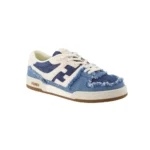Fendi Match Frayed Denim Low-Top Sneakers Blue White - Image 2