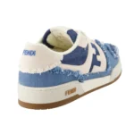 Fendi Match Frayed Denim Low-Top Sneakers Blue White - Image 3