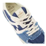 Fendi Match Frayed Denim Low-Top Sneakers Blue White - Image 4