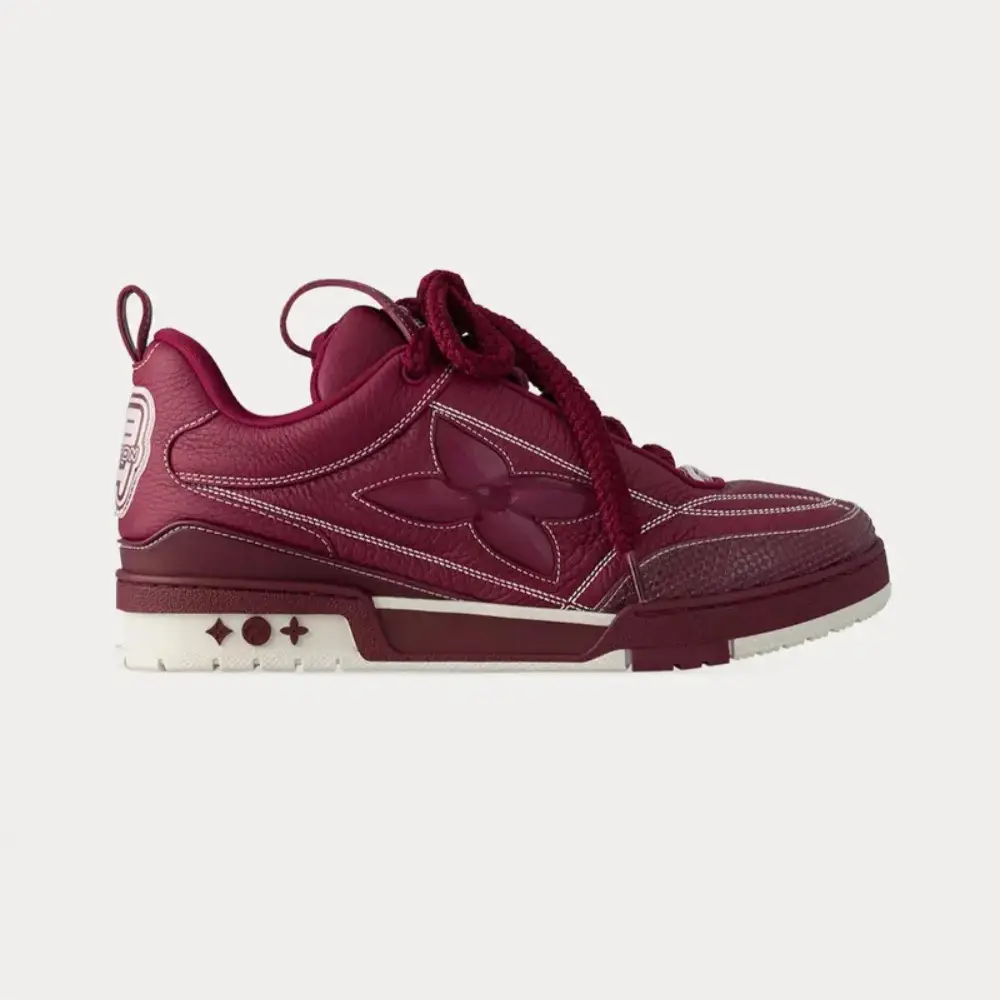 SMLV002300008-SHOES-LV-Burgundy-1 Louis Vuitton LV Trainer Low-Top Monogram - Burgundy / Maroon - Image 1
