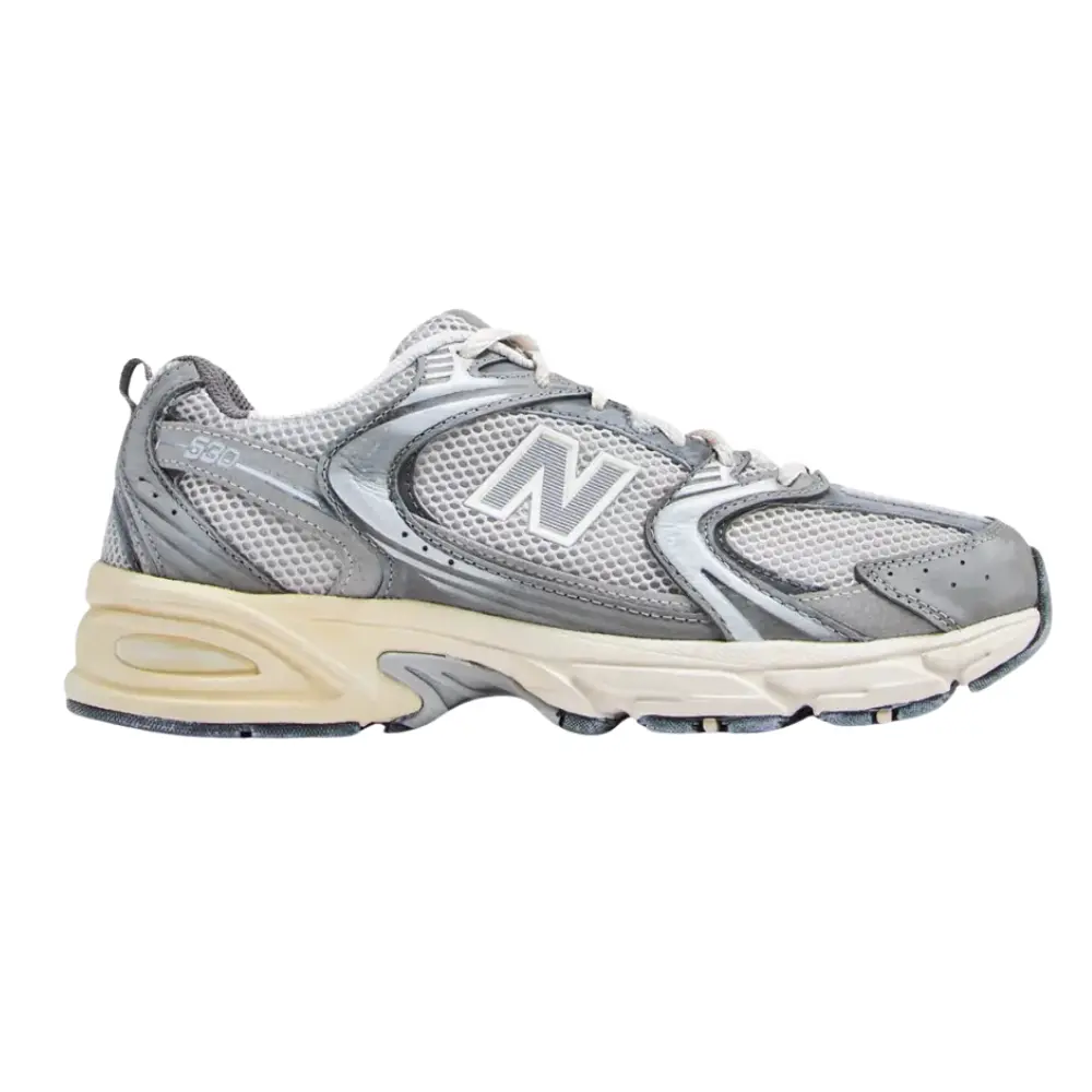 SMNB000200057-SHOES-NEW-BALANCE-Gray-1 New Balance 530 Metallic Retro Running Sneaker - Grey / Silver Mesh - Image 1
