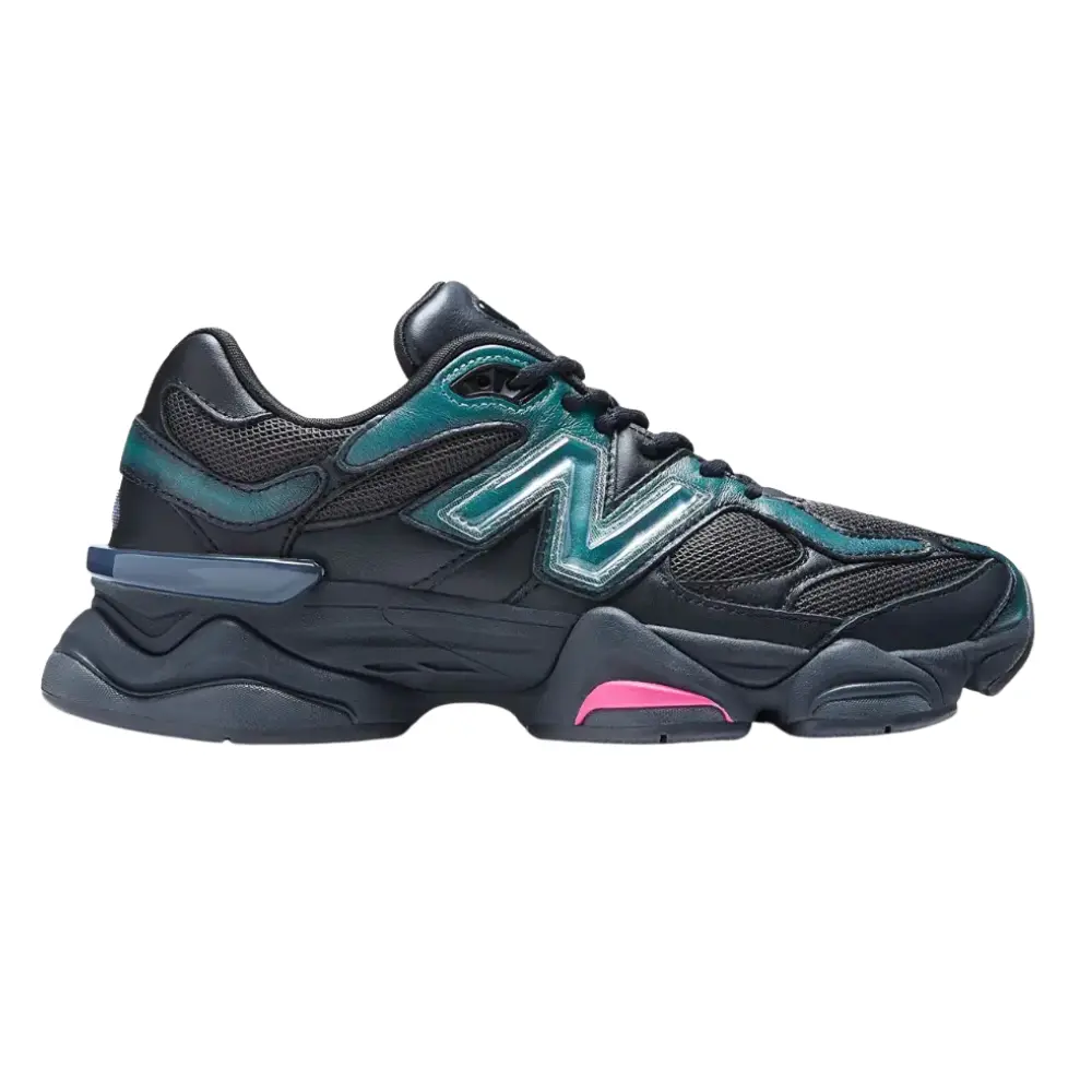 SMNB000900027-SHOES-NEWBALANCE-Black-1 New Balance 9060 Chunky Lifestyle Sneaker - Black / Emerald Green - Image 1