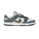 Nike Dunk Low SP in Vintage Green, Grey Suede and Orange Swoosh