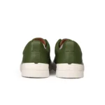 Zegna Triple Stitch Leather Slip-On Sneakers (Olive Green) - Image 3