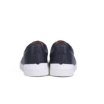 Zegna Triple Stitch Slip-On Sneakers in Navy Blue Deerskin Leather - Image 3
