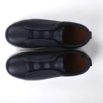 Zegna Triple Stitch Slip-On Sneakers in Navy Blue Deerskin Leather - Image 4