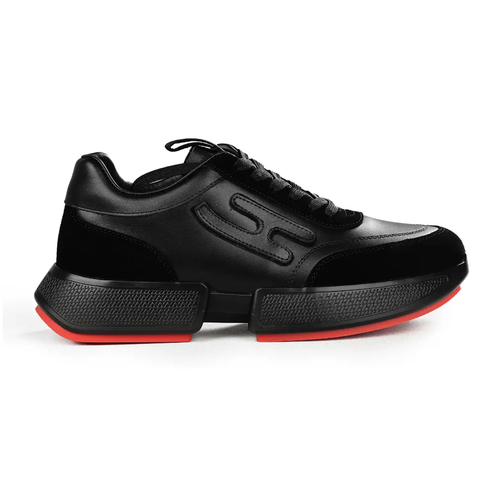 SMhM001200002-SHOES-HERMES-2026-1 Hermès Bouncing Sneaker (Black Leather & Suede with Red Sole) - Image 1
