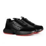 Hermès Bouncing Sneaker (Black Leather & Suede with Red Sole) - Image 2