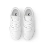 Louis Vuitton LV Trainer Low-Top Monogram Embossed - All White - Image 3
