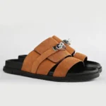 Hermès Chypre Sandal (Cognac Brown Suede) - Image 2