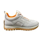 Hermès Bouncing Suede & Mesh Low-Top Sneakers - Beige / Orange Accent