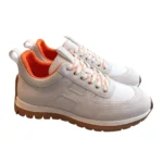 Hermès Bouncing Suede & Mesh Low-Top Sneakers - Beige / Orange Accent