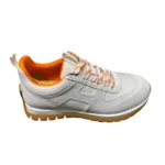 Hermès Bouncing Suede & Mesh Low-Top Sneakers - Beige / Orange Accent - Image 4