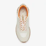 Hermès Bouncing Suede & Mesh Low-Top Sneakers - Beige / Orange Accent - Image 3