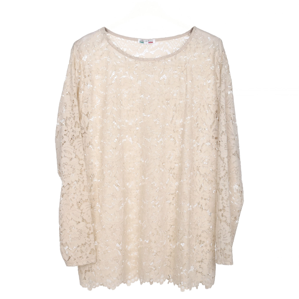 25212-BLOUSE-CITY-FASHION-Beig-1 City Fashion Lace Long-Sleeve Blouse - Image 1