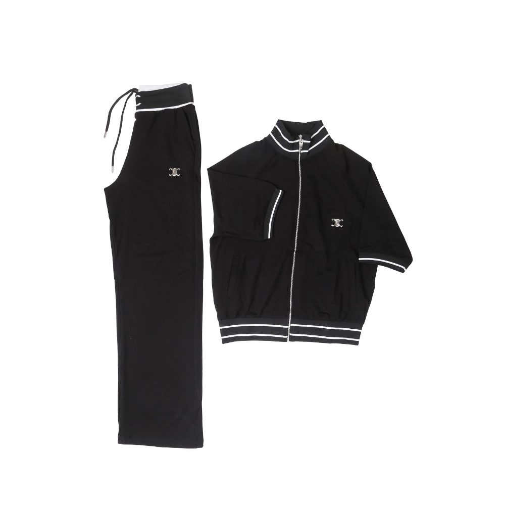 40-SET-CELINE-Black-1 Celine Short-Sleeve Tracksuit Set - Image 1