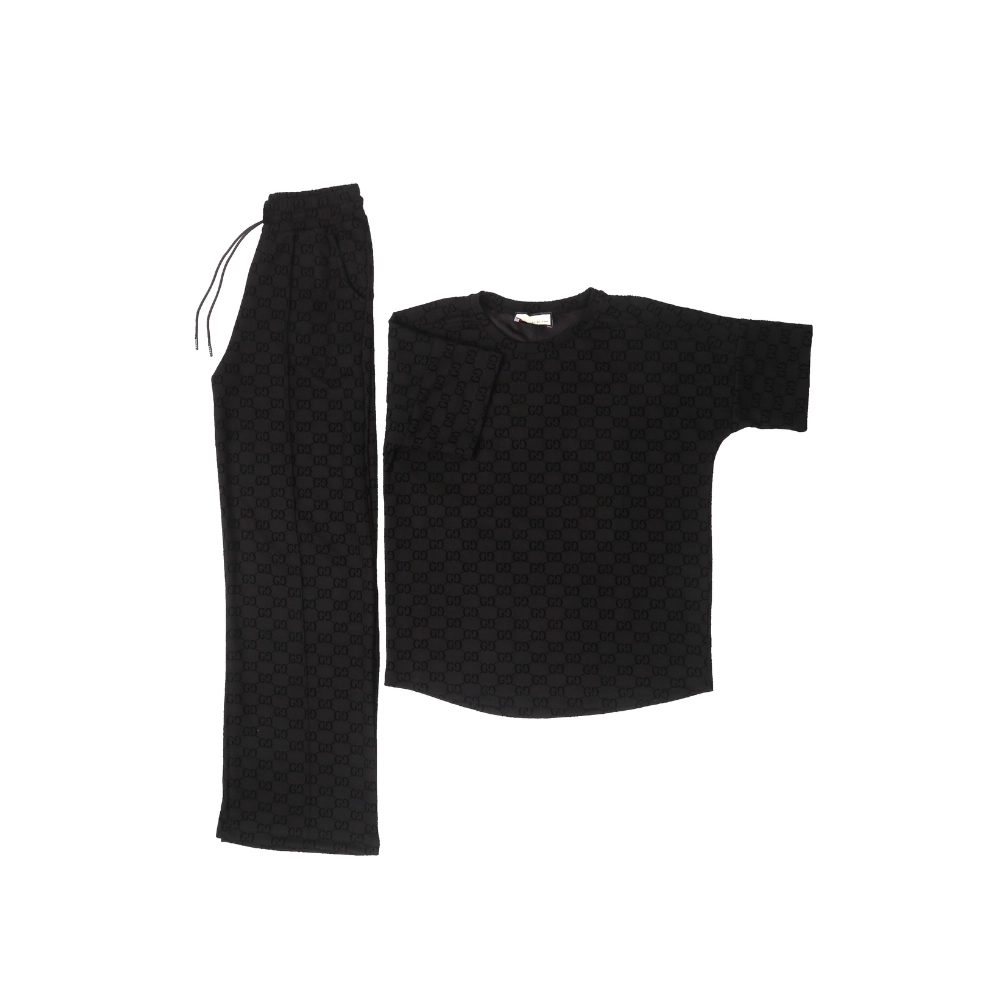 4326-SET-GUESS-Black-1 Gucci Monogram Jacquard Tracksuit Set - Image 1