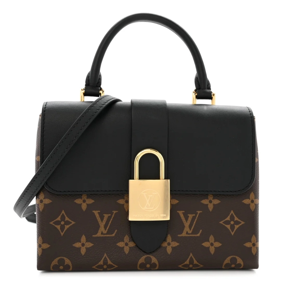 44141-BAG-LV-Black-Monogram-1 One Handle Monogram Flap Bag with Padlock - Image 1