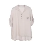 Shiny Linen Button-Down Pocket Shirt