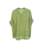 Shiny Linen Button-Down Pocket Shirt - Image 2