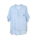 Shiny Linen Button-Down Pocket Shirt - Image 3