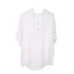 Shiny Hooded Linen Drawstring Blouse