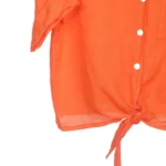 Shiny Tie-Front Linen Shirt