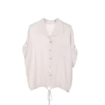 Shiny Drawstring Hem Linen Shirt