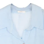 Shiny Drawstring Hem Linen Shirt - Image 3