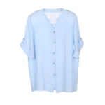 Shiny Lace-Paneled Linen Button-Down Shirt - Image 2