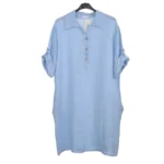 Shiny Linen Button-Down Shirt Dress - Image 3