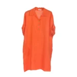 Shiny Linen Button-Down Shirt Dress - Image 4