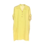 Shiny Linen Button-Down Shirt Dress
