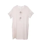Shiny Linen Button-Accented Midi Dress - Image 2