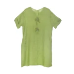 Shiny Linen Button-Accented Midi Dress