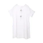 Shiny Linen Button-Accented Midi Dress - Image 4