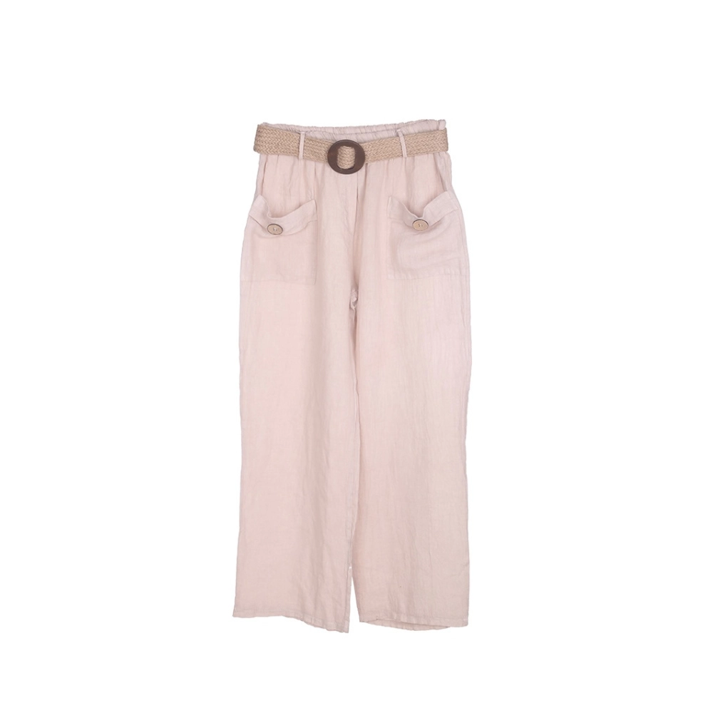 888-PANT-MIKA-FIRENZA-Beige-1 Mika Firenza Linen Wide-Leg Pants - Image 1