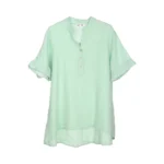 Mika Firenza Linen Button-Neck Blouse