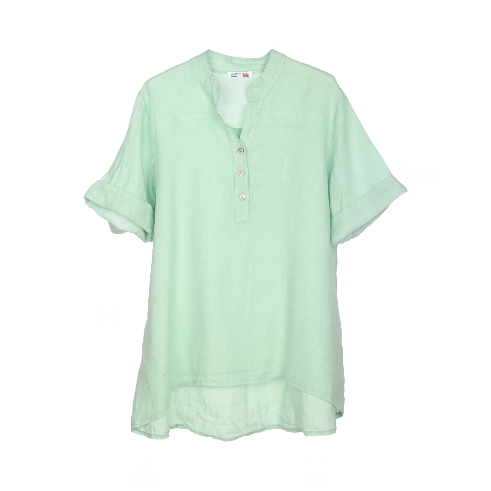 9831-BLOUSE-MIKA-FIRENZA-Bestage-1 Mika Firenza Linen Button-Neck Blouse - Image 1