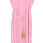 City Fashion Pleated Belted Maxi Dress - Image 2