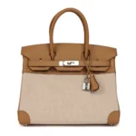 Hermès Birkin 30 Biscuit, Ecru, Beige Toile H Canvas Swift Palladium Hardware